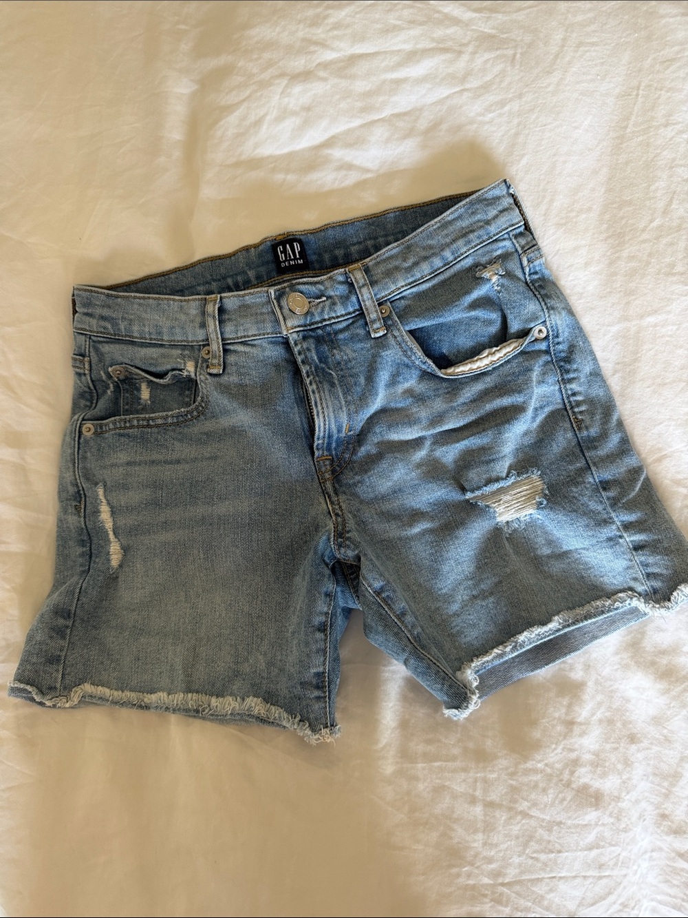 GAP Light Blue Distressed Denim Women's Shorts